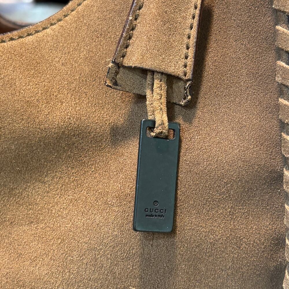 Tom Ford for Gucci Whipstitch Brown Suede 2002 Hobo Bag Luxury Authentic Purse - Picture 15 of 16